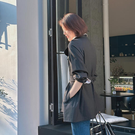 火桐hooton 露珠系列 丝毛精纺色织短风衣ZB2525 商品图3