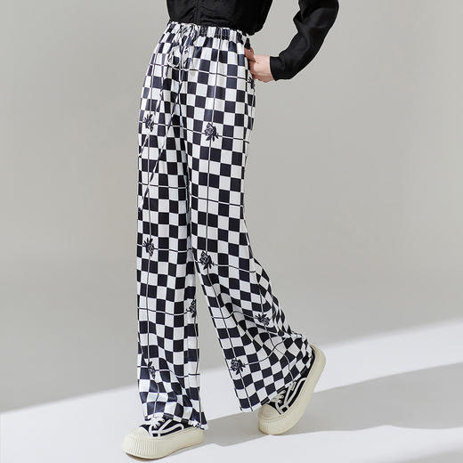 剩S 芳外春季新款黑白色棋盘格休闲裤 商品图1