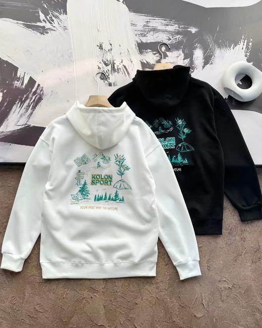 F031412新款防静电露营图案双层华棉连帽圆领男女同款卫衣 商品图2