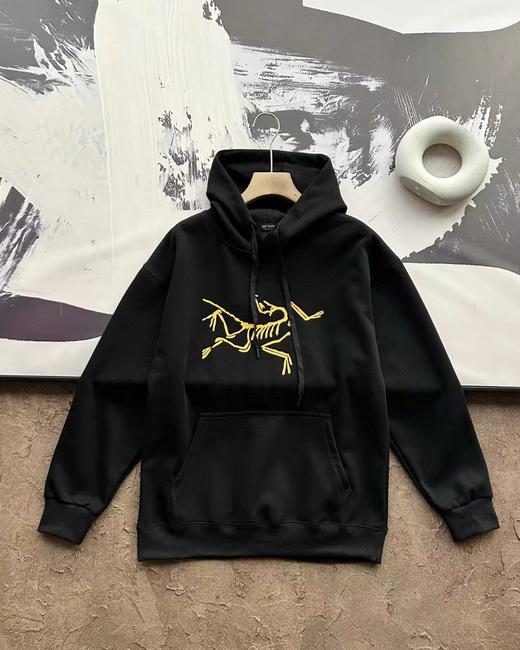 F031453撞色Logo印花秋季情侣款纯色连帽宽松套头卫衣 商品图8