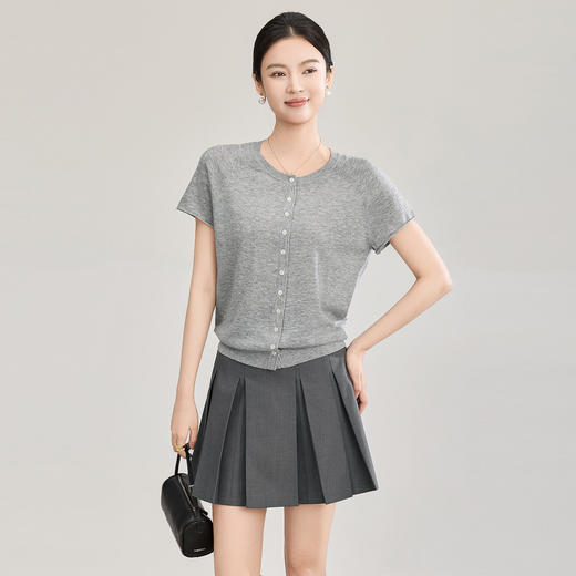 「高货wl」全新升级【铂金会员211/天猫279/差价68】(00903)洛诗琳气质羊毛小飞袖针织衫2026夏款新款慵懒风短袖上衣 商品图0