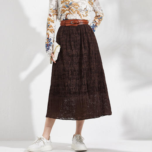剩S 芳外夏季新款知性优雅提花半身裙薄款垂感飘逸长款伞裙0736 商品图3