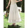 鹿向南「月光裙摆」法式长款白杏色蕾丝拼接花边半身裙女夏a字裙 商品缩略图0
