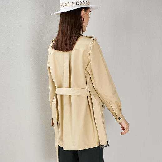 剩L/XL 芳外春季新款时尚复古通勤工装风衣单排扣收腰修身外套女1393 商品图4