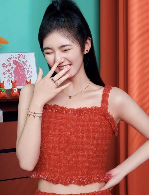 F031442烈焰之心项链耳钉套装爱心项链耳钉两件套 商品图8
