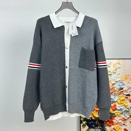 F031455四杠拼色舒适亲肤立挺有型情侣针织开衫外套 商品图7