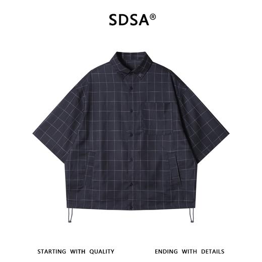 RY95596SDSA男装2026新款高贵轻奢老钱风潮流格子短袖衬衫下摆松紧百搭 商品图1