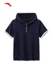 安踏莫代尔亲肤连帽短袖女夏季通勤时尚半拉链休闲短袖162628129 商品缩略图0