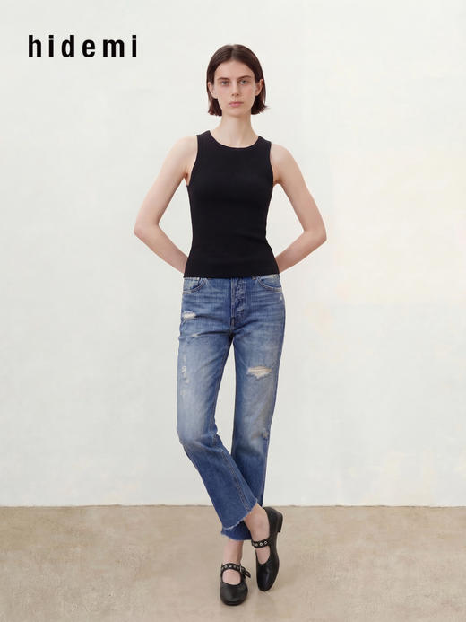 hidemi副线小h 简约百搭休闲罗纹无袖背心吊带上衣 商品图7