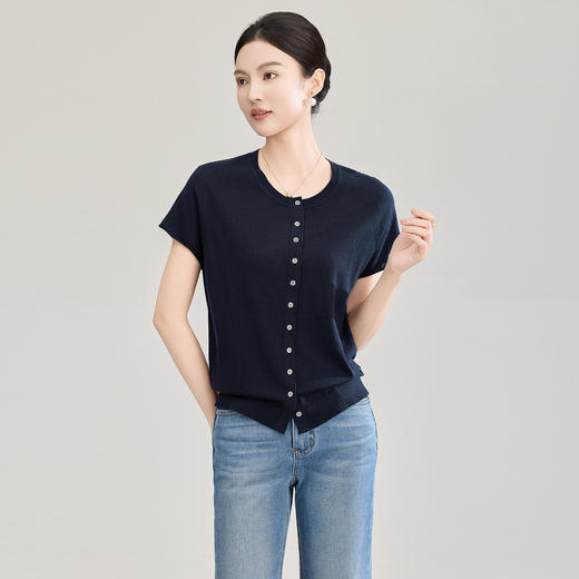 「高货wl」全新升级【铂金会员211/天猫279/差价68】(00903)洛诗琳气质羊毛小飞袖针织衫2026夏款新款慵懒风短袖上衣 商品图1