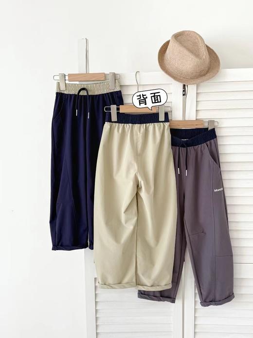 F031460速干面料透气松紧腰抽绳设计儿童撞色潮流弯刀裤 商品图1