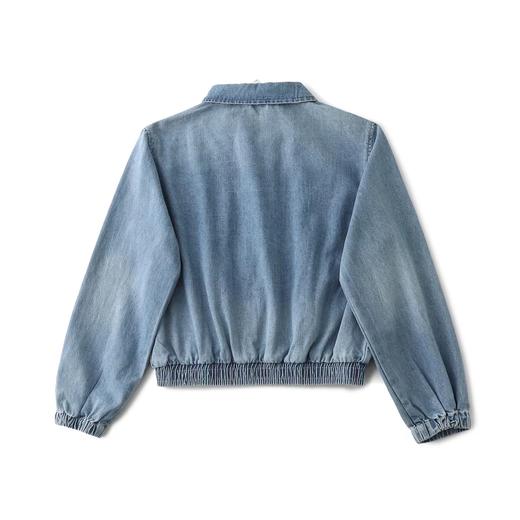 F031410女款夹克版复古风牛仔外套短款修身柔软翻领夹克 商品图2