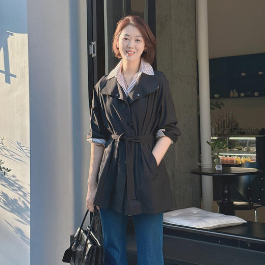 火桐hooton 露珠系列 丝毛精纺色织短风衣ZB2525 商品图1