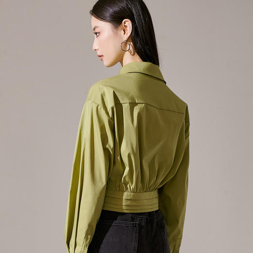 剩L 芳外秋季新款气质长袖上衣简约设计感下摆捏褶衬衫1418 商品图3