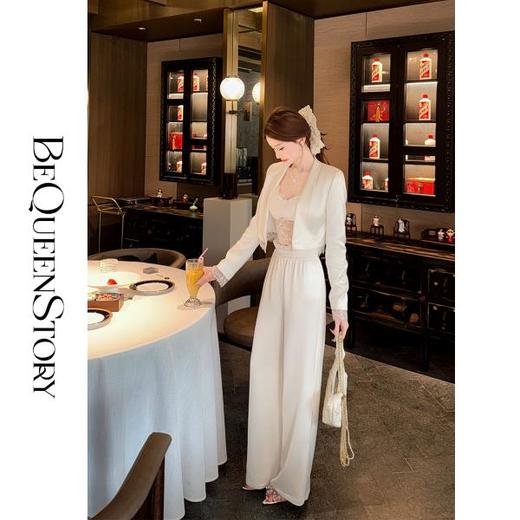 【大货捡漏，不退不换】  【奶油蕾丝】高支含醋脂纤维松紧腰头拼接蕾丝花边阔腿休闲 商品图3