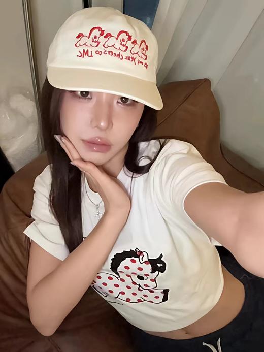 F031404马年新年限定可爱波点小马字母印花圆领短袖T恤 商品图12