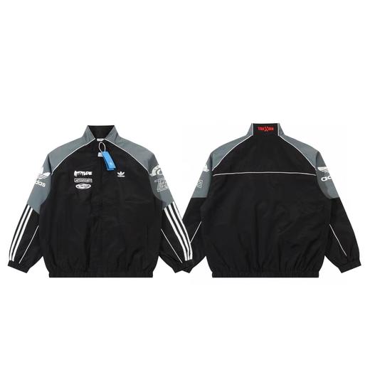 F031409王安宇同款塔丝隆机车风爆款重工刺绣情侣运动休闲夹克外套 商品图0