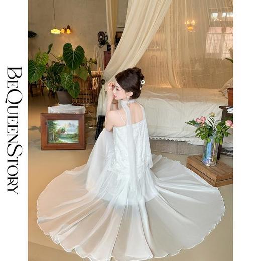 【大货捡漏，不退不换】  【月光女神】时尚优雅手工钉珠镂空花朵大摆欧若风吊带连衣裙 商品图4