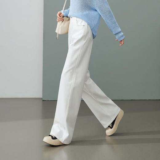 【春新品！软垂-天丝棉牛仔】逸阳慵懒风时尚双裤耳斜纹牛仔阔腿长裤0875V 商品图6
