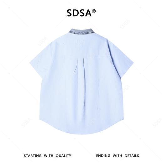 SDSA男装2026新款高贵轻奢时尚条纹拼接翻领短袖衬衫百搭时尚上衣 商品图5