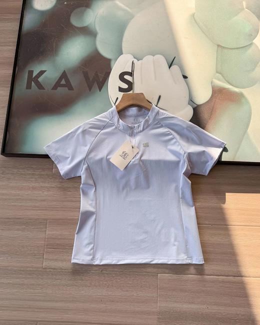F031458四色女士同款半拉链短袖T恤上衣休闲运动款式半拉链短袖吸湿速干T恤 商品图10