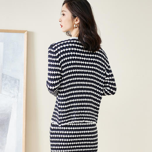 剩S/L 米思阳撞色针织开衫春秋新款修身外搭ins潮流毛衣女外套1322 商品图3