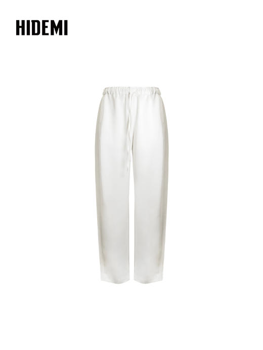 HIDEMI 缎面垂感宽松抽绳头直筒裤休闲裤长裤 商品图8