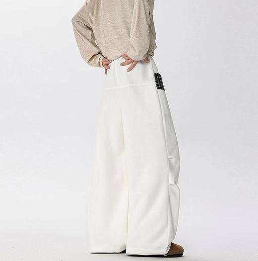 F031435情侣休闲小众拼接格子磨毛工艺直筒阔腿裤 商品图6