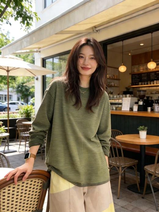 “抹茶绿” 条纹T 商品图2