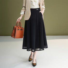 「自」全新升级【铂金会员137/天猫179/差价42】(71347)洛诗琳网纱A字垂感半身裙女2026新款高腰显瘦中长百褶裙