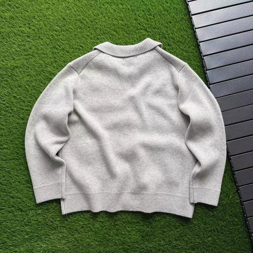 F031443暖色LOGO贴布绣羊毛翻领拉链长袖开衫外套 商品图1