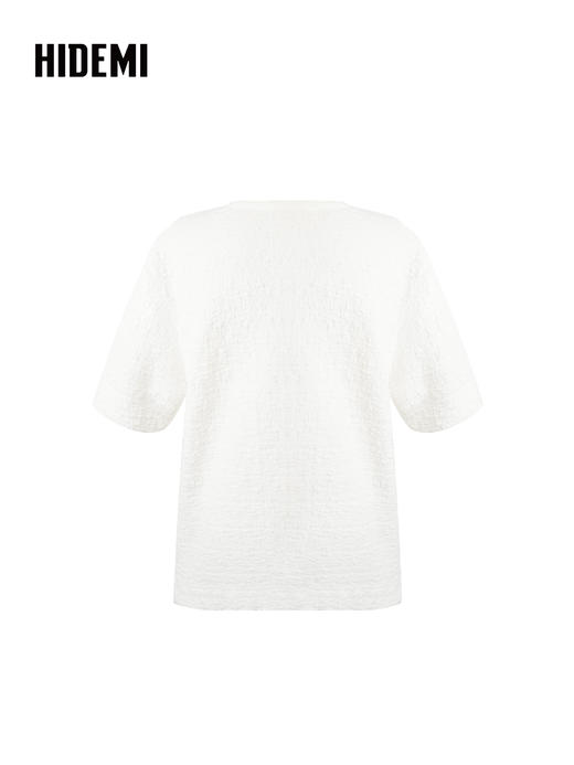 HIDEMI 肌理感百搭纯色短袖圆领T恤上衣 商品图7