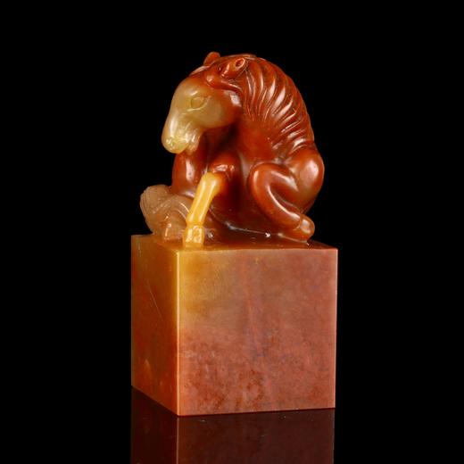 孤品17942老挝石马钮方章马到成功喜庆姓名章特价3.1*3.1*6.6cm 商品图1