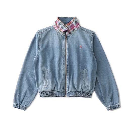 F031410女款夹克版复古风牛仔外套短款修身柔软翻领夹克 商品图0