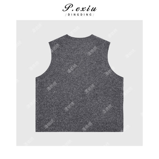 03-3潘依绣丁丁宠粉韩系慵懒熊头线条字母针织马甲Q8415 商品图1