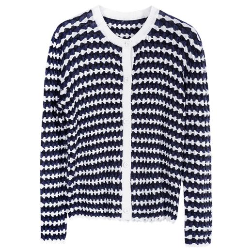 剩S/L 米思阳撞色针织开衫春秋新款修身外搭ins潮流毛衣女外套1322 商品图4