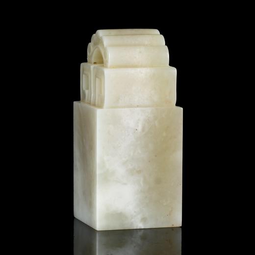 孤品17934老挝石如意博古钮藕粉冻姓名章落款章2.8*2.8*6.4cm 商品图1