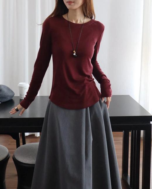 【老钱风80S羊毛天丝长袖T恤】多色可选~80S绵羊毛➕兰精天丝纤维面料，超级柔软亲肤WD 商品图3