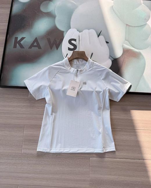 F031458四色女士同款半拉链短袖T恤上衣休闲运动款式半拉链短袖吸湿速干T恤 商品图11