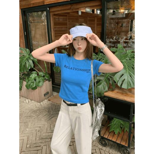 <曾小咸推荐>韩系修身字母印花短袖女t恤【预售款，预计3-15天！！】 商品图2