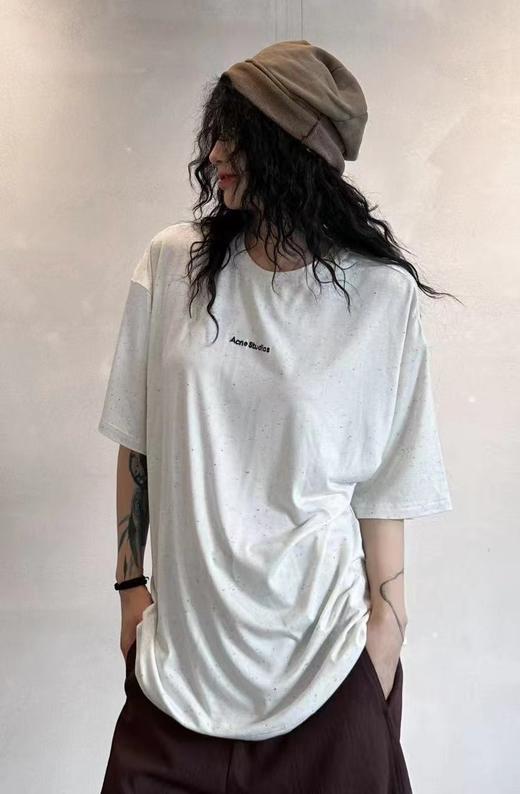 F031405夏季新品圆领彩砂小标字母印花男女宽松短袖T恤 商品图8