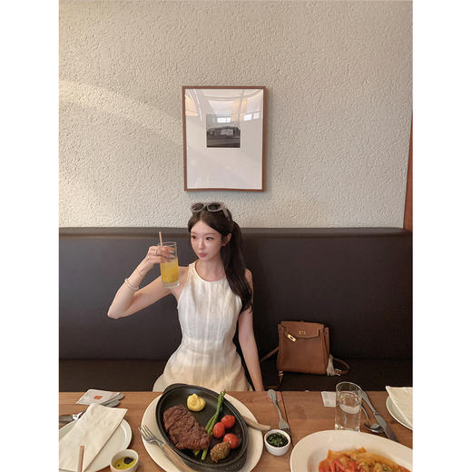 金蘑菇菇  素调美人 BC亚麻裙 / 呼吸感气质收腰亚麻长裙 商品图3