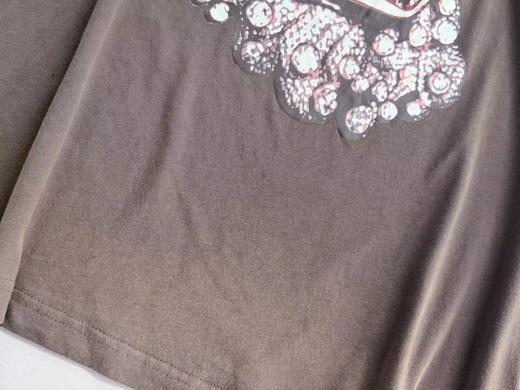 F031447咖灰色休闲舒适复古艺术感卡通怪兽水洗短袖 商品图8