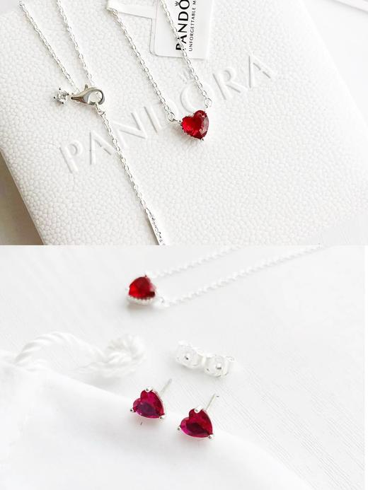 F031442烈焰之心项链耳钉套装爱心项链耳钉两件套 商品图1