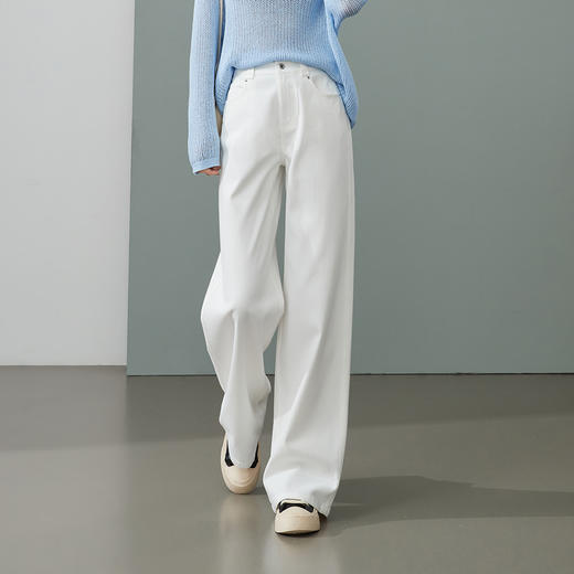 【春新品！软垂-天丝棉牛仔】逸阳慵懒风时尚双裤耳斜纹牛仔阔腿长裤0875V 商品图7