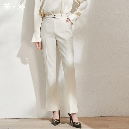 芳外春季新款百搭通勤微喇休闲裤显瘦米白色垂感西装裤女0081 商品图0