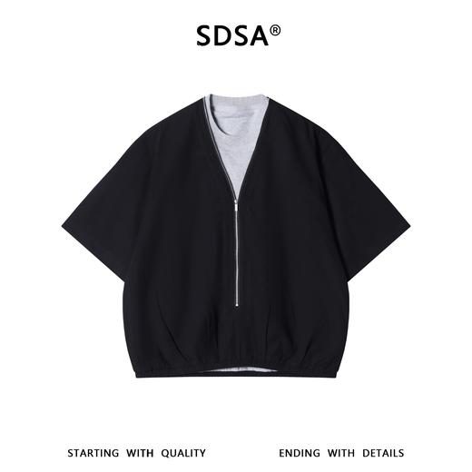 SDSA男装2026新款高贵轻奢韩风简约假两件圆领短袖T恤宽松百搭 商品图1