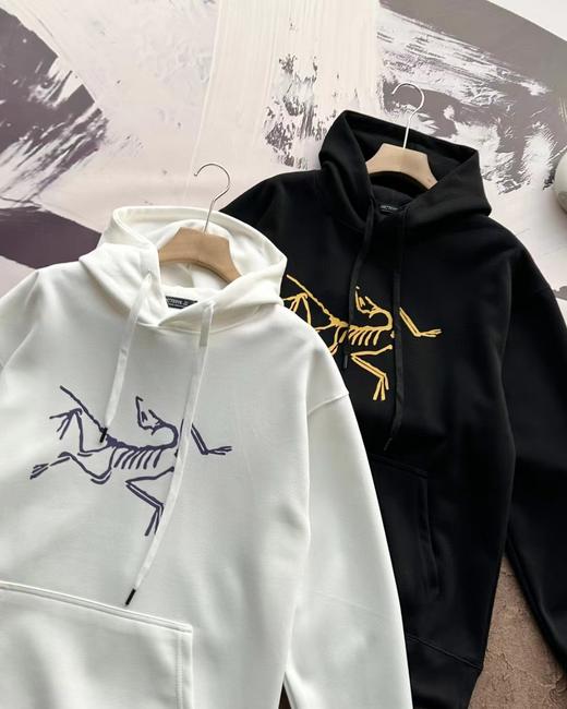 F031453撞色Logo印花秋季情侣款纯色连帽宽松套头卫衣 商品图2