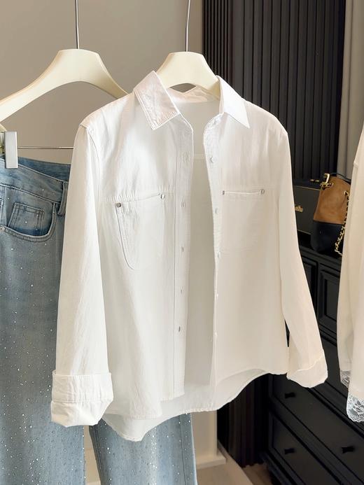 版型超好【经典百搭款！棉质长袖衬衫】2026春季新款奶黄色棉质长袖衬衫 女宽松百搭通勤防晒 翻领衬女上衣 商品图4