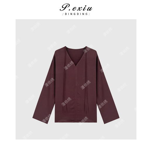 03-3潘依绣丁丁宠粉铜氨丝天丝法式高级感气质飘带衬衫SH1670 商品图1